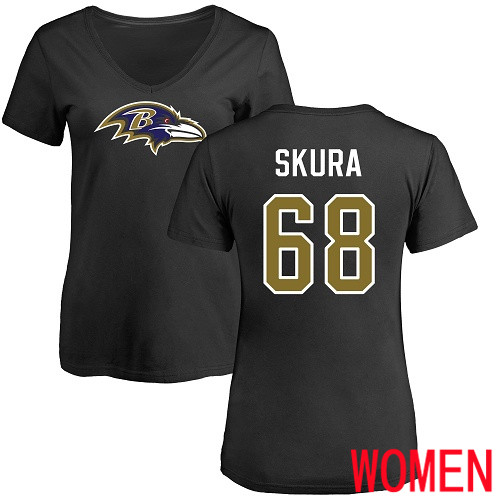 Baltimore Ravens Black Women Matt Skura Name and Number Logo NFL Football #68 T Shirt->women nfl jersey->Women Jersey